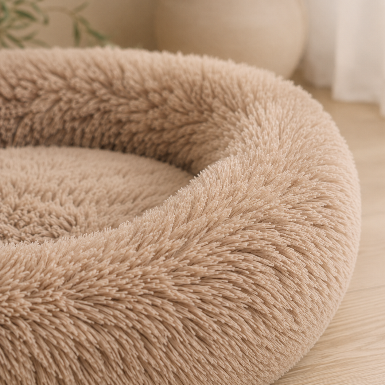 Close-up of the Cloud Cuddler dog bed's deep plush fill and bolstered rim